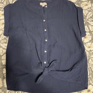 LOFT Dark Blue Button-Down Women's Shirt